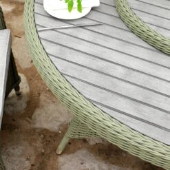 Hampshire 6-Seater Round Wicker Rattan Dining Set With Lazy Susan & Ice Bucket, Desert Sage 21 Hampshire 6-Seater Round Wicker Rattan Dining Set With Lazy Susan & Ice Bucket, Desert Sage -Daals Store OD DINE 135 GREEN SET scene4