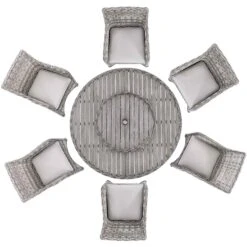 Hampshire 6-Seater Round Wicker Rattan Dining Set With Lazy Susan & Ice Bucket, Light Grey 14 Hampshire 6-Seater Round Wicker Rattan Dining Set With Lazy Susan & Ice Bucket, Light Grey -Daals Store OD DINE 135 LGREY SET WB2