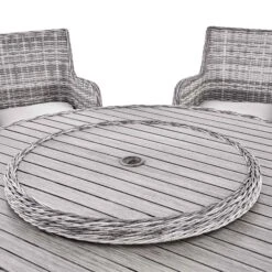 Hampshire 6-Seater Round Wicker Rattan Dining Set With Lazy Susan & Ice Bucket, Light Grey 17 Hampshire 6-Seater Round Wicker Rattan Dining Set With Lazy Susan & Ice Bucket, Light Grey -Daals Store OD DINE 135 LGREY SET detail1