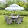 Hampshire 6-Seater Round Wicker Rattan Dining Set With Lazy Susan & Ice Bucket, Light Grey -Daals Store OD DINE 135 LGREY SET main