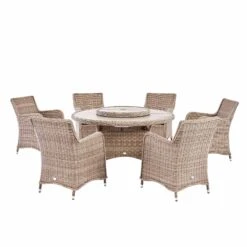 Hampshire 6-Seater Round Wicker Rattan Dining Set With Lazy Susan & Ice Bucket, Natural 23 Hampshire 6-Seater Round Wicker Rattan Dining Set With Lazy Susan & Ice Bucket, Natural -Daals Store OD DINE 135 NAT SET WB1