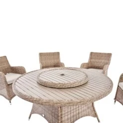 Hampshire 6-Seater Round Wicker Rattan Dining Set With Lazy Susan & Ice Bucket, Natural 28 Hampshire 6-Seater Round Wicker Rattan Dining Set With Lazy Susan & Ice Bucket, Natural -Daals Store OD DINE 135 NAT SET detail1