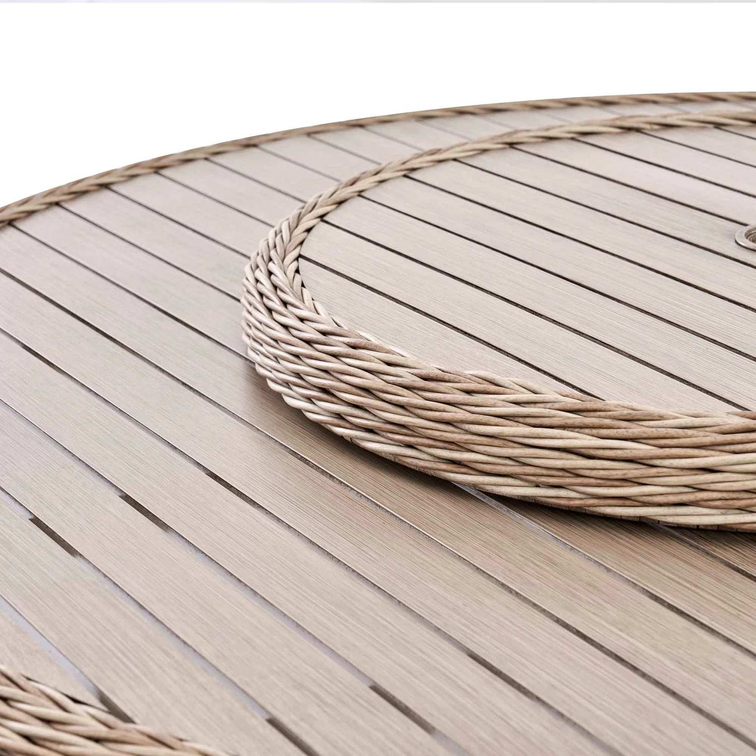 Hampshire 6-Seater Round Wicker Rattan Dining Set With Lazy Susan & Ice Bucket, Natural 15 Hampshire 6-Seater Round Wicker Rattan Dining Set With Lazy Susan & Ice Bucket, Natural - Image 15