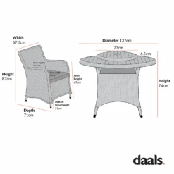 Hampshire 6-Seater Round Wicker Rattan Dining Set With Lazy Susan & Ice Bucket, Desert Sage 27 Hampshire 6-Seater Round Wicker Rattan Dining Set With Lazy Susan & Ice Bucket, Desert Sage -Daals Store OD DINE 135 SET CHART 2