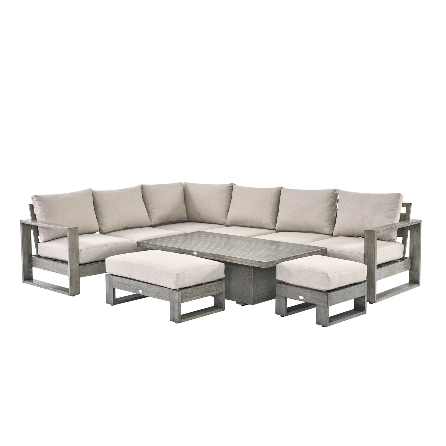 Montrose Aluminium Large Corner Casual Dining Set With Rising Table, Brushed Silver Oak 9 Montrose Aluminium Large Corner Casual Dining Set With Rising Table, Brushed Silver Oak - Image 9