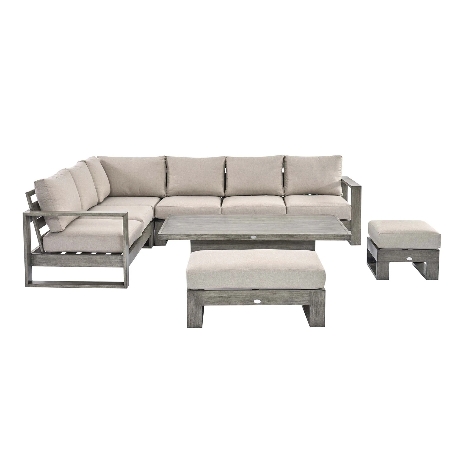 Montrose Aluminium Large Corner Casual Dining Set With Rising Table, Brushed Silver Oak 13 Montrose Aluminium Large Corner Casual Dining Set With Rising Table, Brushed Silver Oak - Image 13