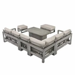 Montrose Aluminium Large Corner Casual Dining Set With Rising Table, Brushed Silver Oak 33 Montrose Aluminium Large Corner Casual Dining Set With Rising Table, Brushed Silver Oak -Daals Store OD DINE 2080 WGREY SET WB6