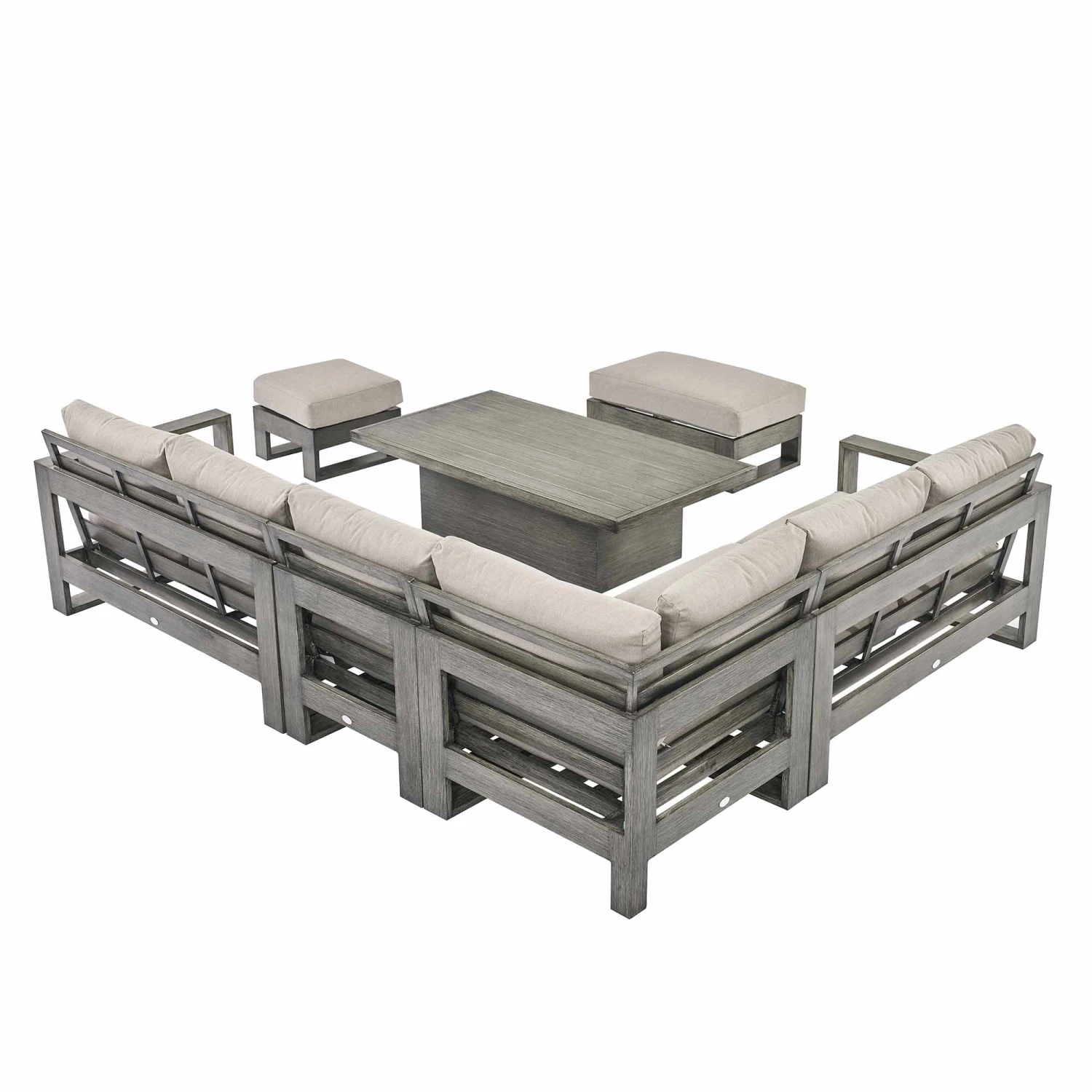 Montrose Aluminium Large Corner Casual Dining Set With Rising Table, Brushed Silver Oak 15 Montrose Aluminium Large Corner Casual Dining Set With Rising Table, Brushed Silver Oak - Image 15