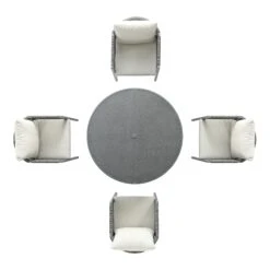 Pedra Rope And Aluminium Outdoor 4-Seater Round Dining Set, Grey 14 Pedra Rope And Aluminium Outdoor 4-Seater Round Dining Set, Grey -Daals Store OD DINE 2092 GREY SET WB3