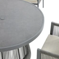 Pedra Rope And Aluminium Outdoor 4-Seater Round Dining Set, Grey 18 Pedra Rope And Aluminium Outdoor 4-Seater Round Dining Set, Grey -Daals Store OD DINE 2092 GREY SET detail4