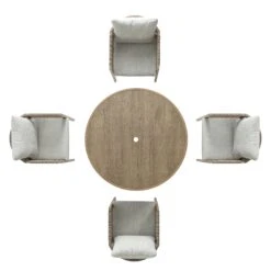 Pedra Rope And Aluminium Outdoor 4-Seater Round Dining Set, Natural 31 Pedra Rope And Aluminium Outdoor 4-Seater Round Dining Set, Natural -Daals Store OD DINE 2092 NAT SET WB3