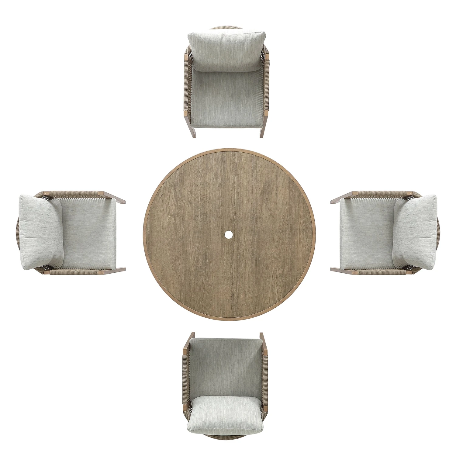 Pedra Rope And Aluminium Outdoor 4-Seater Round Dining Set, Natural 13 Pedra Rope And Aluminium Outdoor 4-Seater Round Dining Set, Natural - Image 13