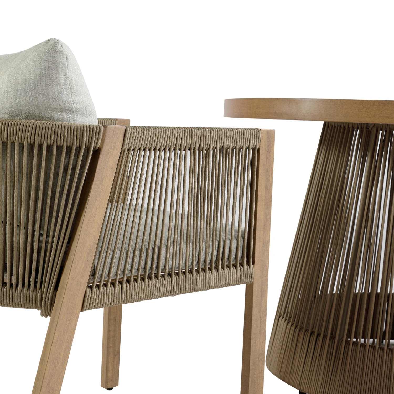 Pedra Rope And Aluminium Outdoor 4-Seater Round Dining Set, Natural 15 Pedra Rope And Aluminium Outdoor 4-Seater Round Dining Set, Natural - Image 15