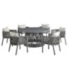 Pedra Rope And Aluminium Outdoor 6-Seater Round Dining Set, Grey