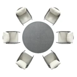 Pedra Rope And Aluminium Outdoor 6-Seater Round Dining Set, Grey 13 Pedra Rope And Aluminium Outdoor 6-Seater Round Dining Set, Grey -Daals Store OD DINE 2094 GREY SET WB3