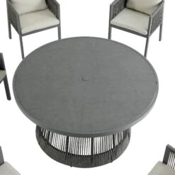 Pedra Rope And Aluminium Outdoor 6-Seater Round Dining Set, Grey 15 Pedra Rope And Aluminium Outdoor 6-Seater Round Dining Set, Grey -Daals Store OD DINE 2094 GREY SET detail2