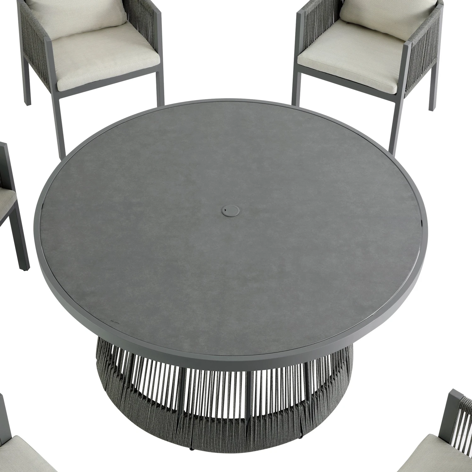 Pedra Rope And Aluminium Outdoor 6-Seater Round Dining Set, Grey 6 Pedra Rope And Aluminium Outdoor 6-Seater Round Dining Set, Grey - Image 6