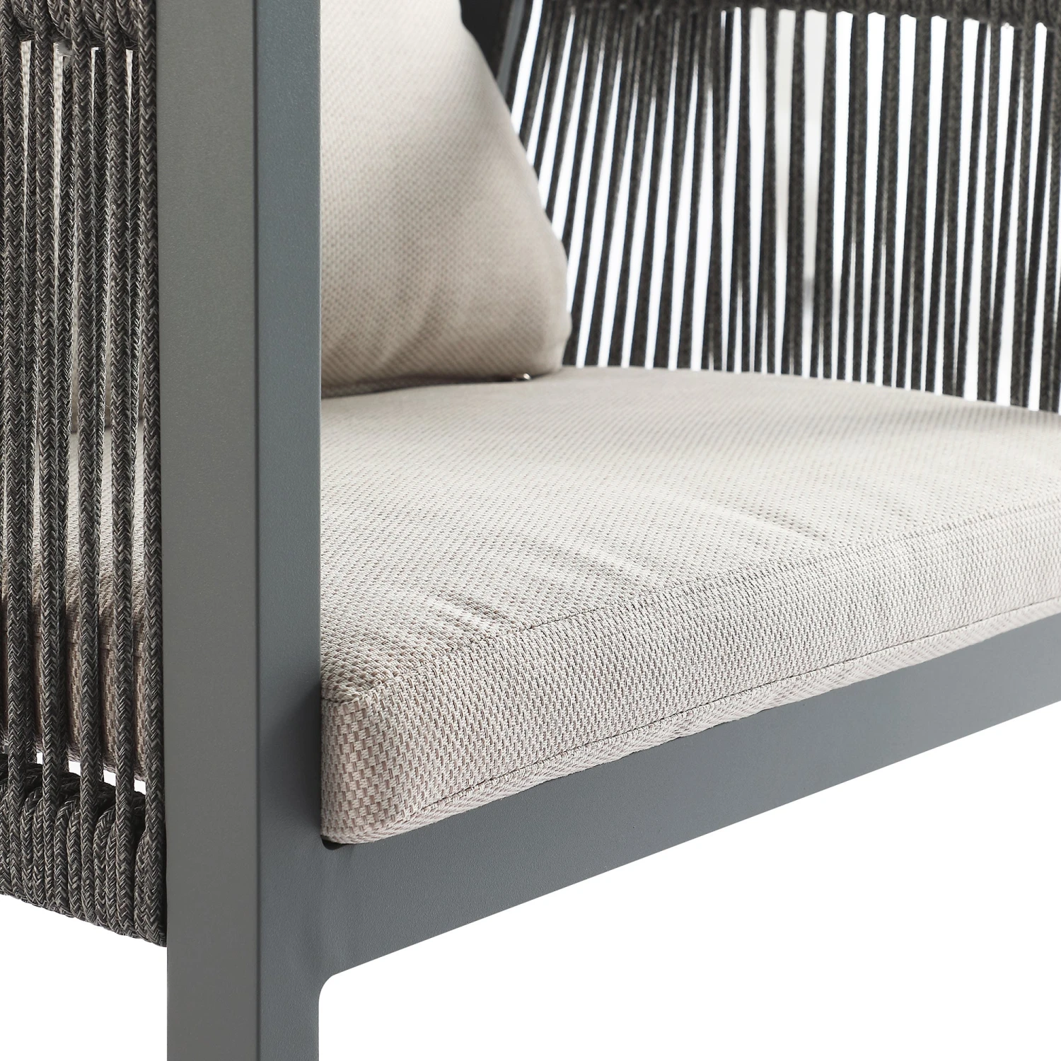 Pedra Rope And Aluminium Outdoor 6-Seater Round Dining Set, Grey 7 Pedra Rope And Aluminium Outdoor 6-Seater Round Dining Set, Grey - Image 7