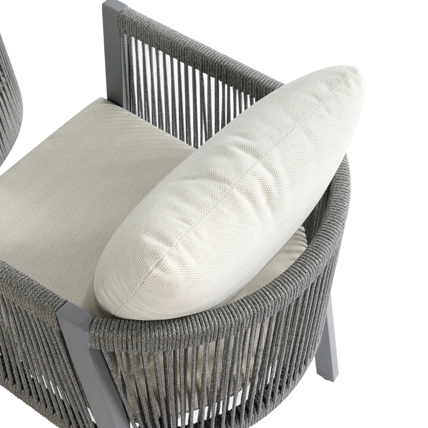 Pedra Rope And Aluminium Outdoor 6-Seater Round Dining Set, Grey 8 Pedra Rope And Aluminium Outdoor 6-Seater Round Dining Set, Grey - Image 8