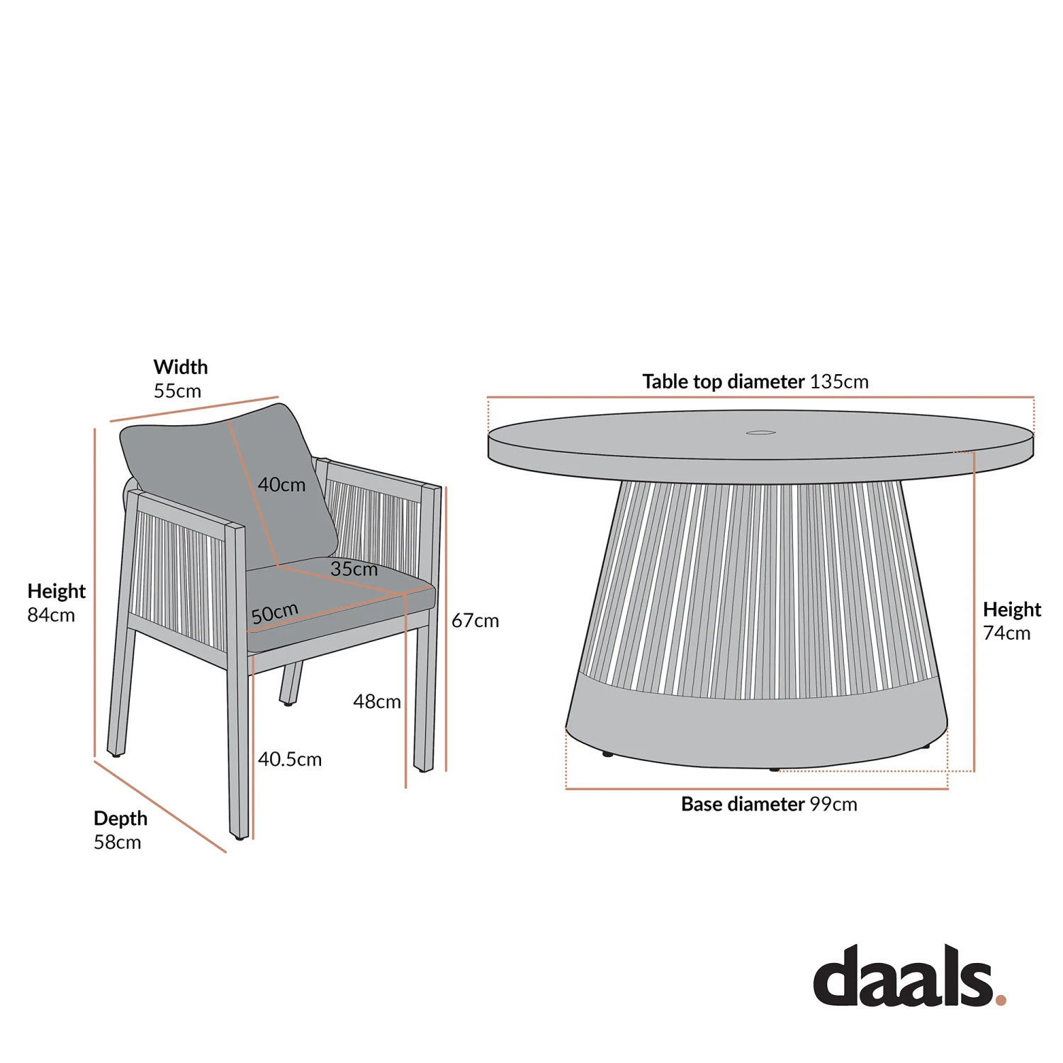Pedra Rope And Aluminium Outdoor 6-Seater Round Dining Set, Grey 3 Pedra Rope And Aluminium Outdoor 6-Seater Round Dining Set, Grey - Image 3