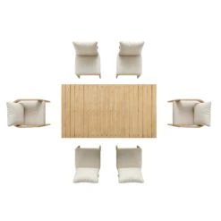 Stanford Outdoor 6-Seater Rectangular Dining Set, Natural With Beige Boucle Fabric 18 Stanford Outdoor 6-Seater Rectangular Dining Set, Natural With Beige Boucle Fabric -Daals Store OD DINE 2190 NAT BEIGE SET WB4