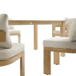 Stanford Outdoor 6-Seater Rectangular Dining Set, Natural With Beige Boucle Fabric 25 Stanford Outdoor 6-Seater Rectangular Dining Set, Natural With Beige Boucle Fabric -Daals Store OD DINE 2190 NAT BEIGE SET detail1