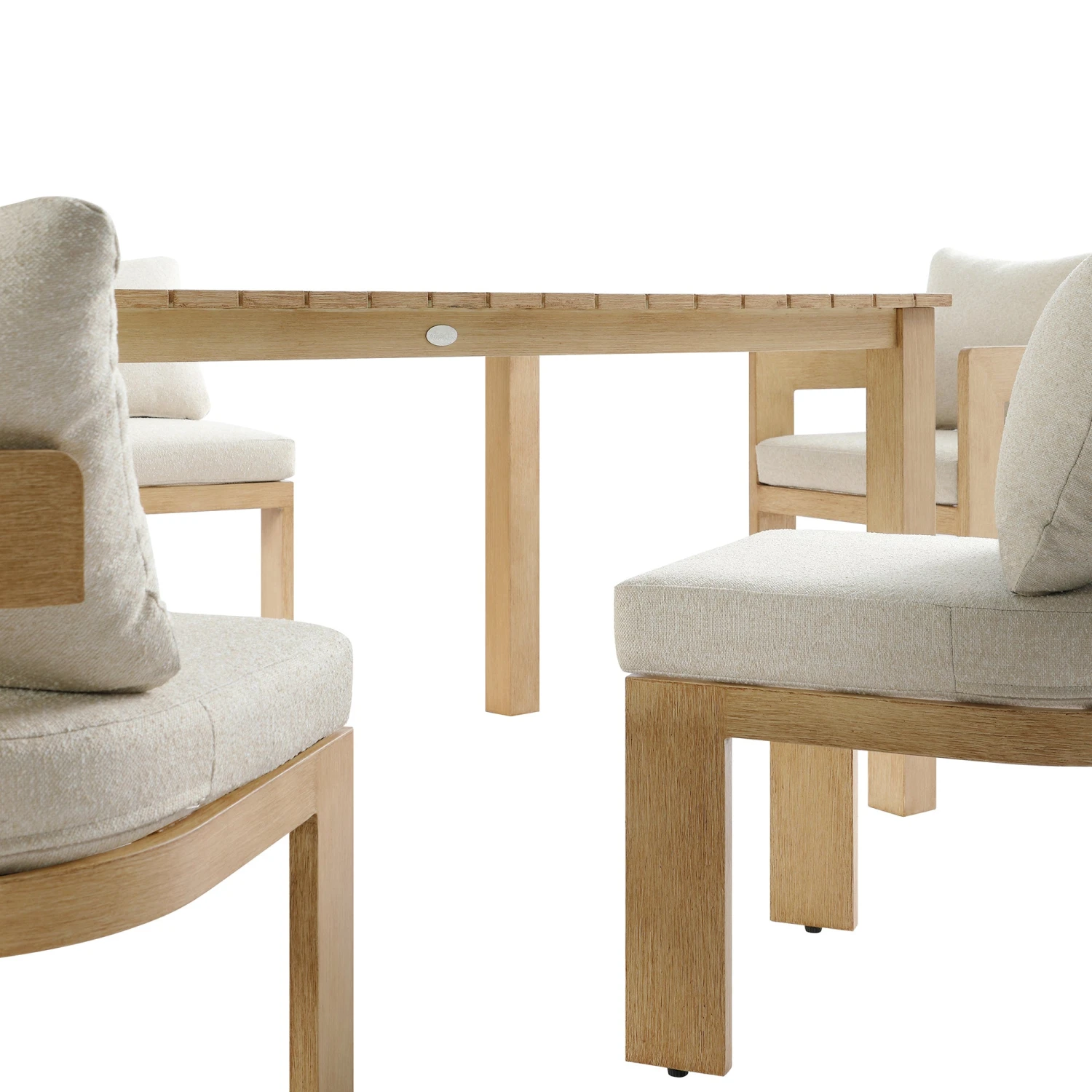 Stanford Outdoor 6-Seater Rectangular Dining Set, Natural With Beige Boucle Fabric 12 Stanford Outdoor 6-Seater Rectangular Dining Set, Natural With Beige Boucle Fabric - Image 12