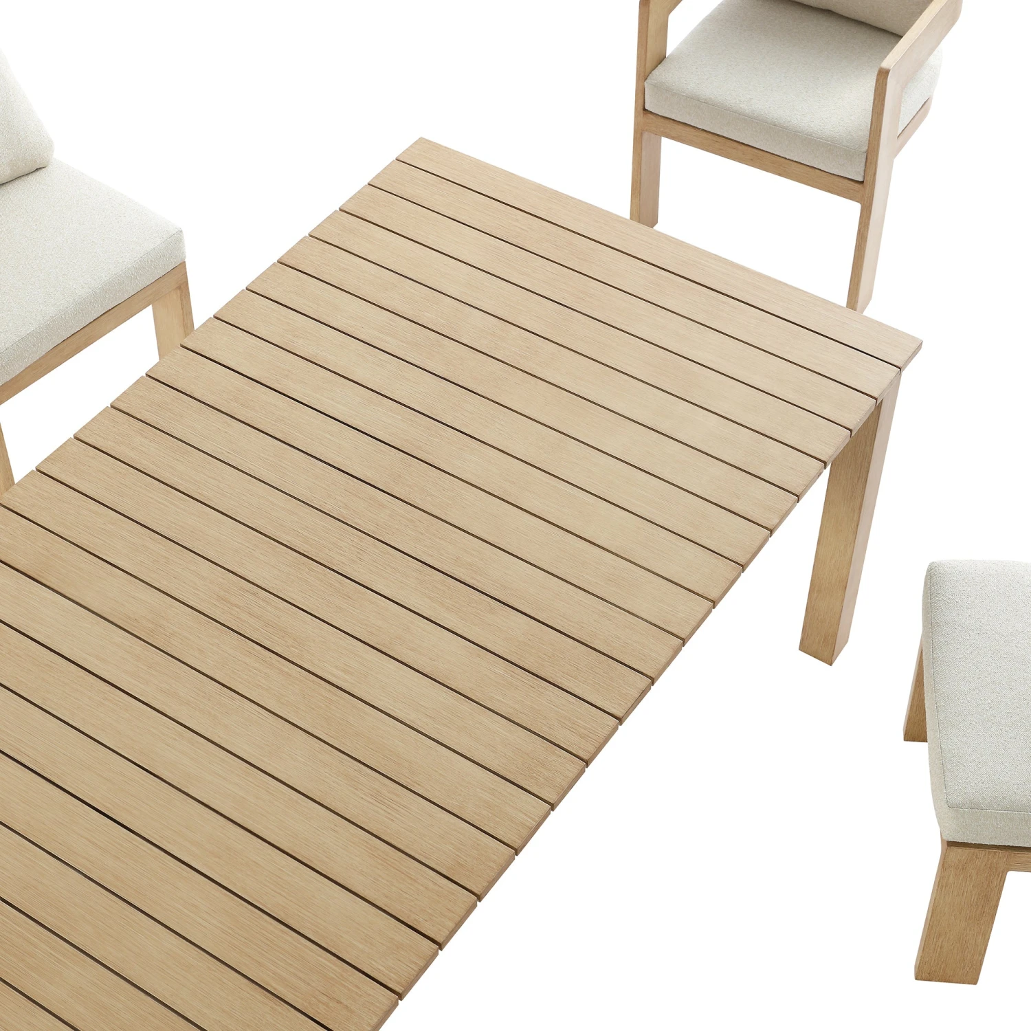 Stanford Outdoor 6-Seater Rectangular Dining Set, Natural With Beige Boucle Fabric 13 Stanford Outdoor 6-Seater Rectangular Dining Set, Natural With Beige Boucle Fabric - Image 13