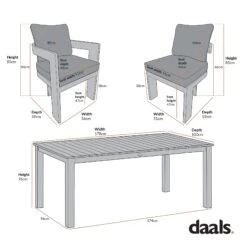 Stanford Outdoor 6-Seater Rectangular Dining Set, Natural With Beige Boucle Fabric 16 Stanford Outdoor 6-Seater Rectangular Dining Set, Natural With Beige Boucle Fabric -Daals Store OD DINE 2190 SET CHART