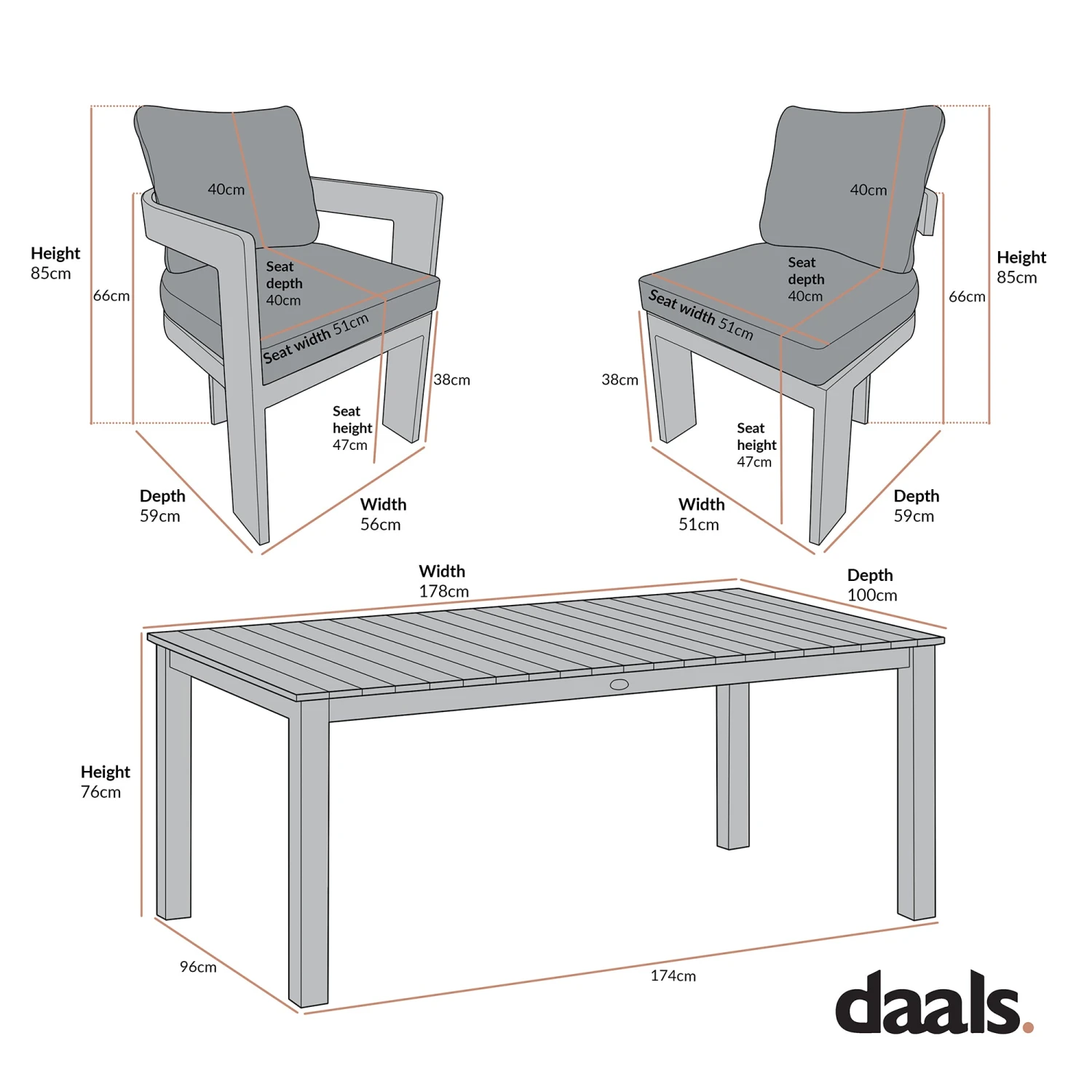 Stanford Outdoor 6-Seater Rectangular Dining Set, Natural With Beige Boucle Fabric 3 Stanford Outdoor 6-Seater Rectangular Dining Set, Natural With Beige Boucle Fabric - Image 3