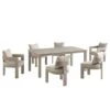 Stanford Outdoor 6-Seater Rectangular Dining Set, Taupe With Light Taupe Fabric -Daals Store OD DINE 2190 TAU TAU SET WB1
