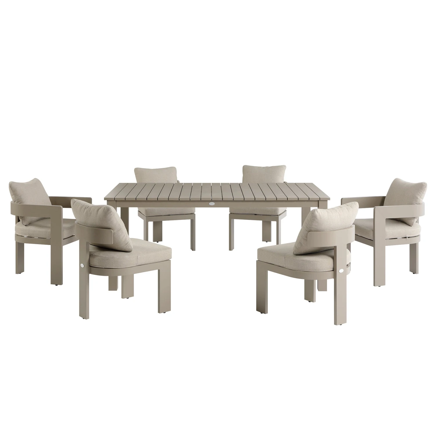 Stanford Outdoor 6-Seater Rectangular Dining Set, Taupe With Light Taupe Fabric 2 Stanford Outdoor 6-Seater Rectangular Dining Set, Taupe With Light Taupe Fabric - Image 2