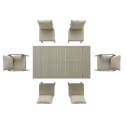 Stanford Outdoor 6-Seater Rectangular Dining Set, Taupe With Light Taupe Fabric 14 Stanford Outdoor 6-Seater Rectangular Dining Set, Taupe With Light Taupe Fabric -Daals Store OD DINE 2190 TAU TAU SET WB3