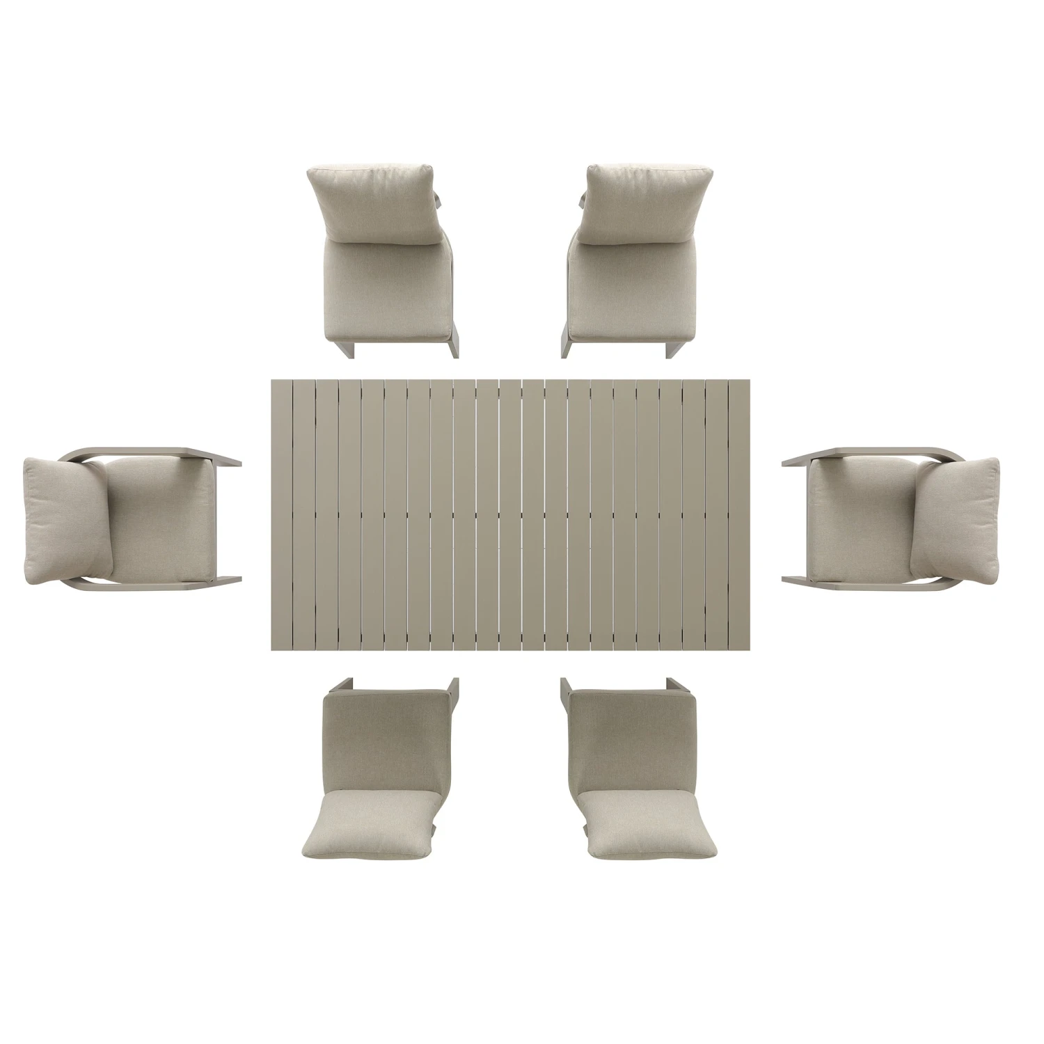 Stanford Outdoor 6-Seater Rectangular Dining Set, Taupe With Light Taupe Fabric 4 Stanford Outdoor 6-Seater Rectangular Dining Set, Taupe With Light Taupe Fabric - Image 4