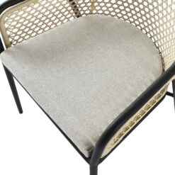 Pienza Outdoor Rattan 4-Seater Round Dining Set - Oatmeal & Black Frame Stone-Effect Glass -Daals Store OD DINE 2202 BLACK OAT SET detail4