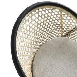 Pienza Outdoor Rattan 4-Seater Round Dining Set - Oatmeal & Black Frame Stone-Effect Glass -Daals Store OD DINE 2202 BLACK OAT SET detail5