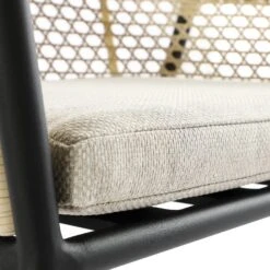 Pienza Outdoor Rattan 4-Seater Round Dining Set - Oatmeal & Black Frame Stone-Effect Glass -Daals Store OD DINE 2202 BLACK OAT SET detail6