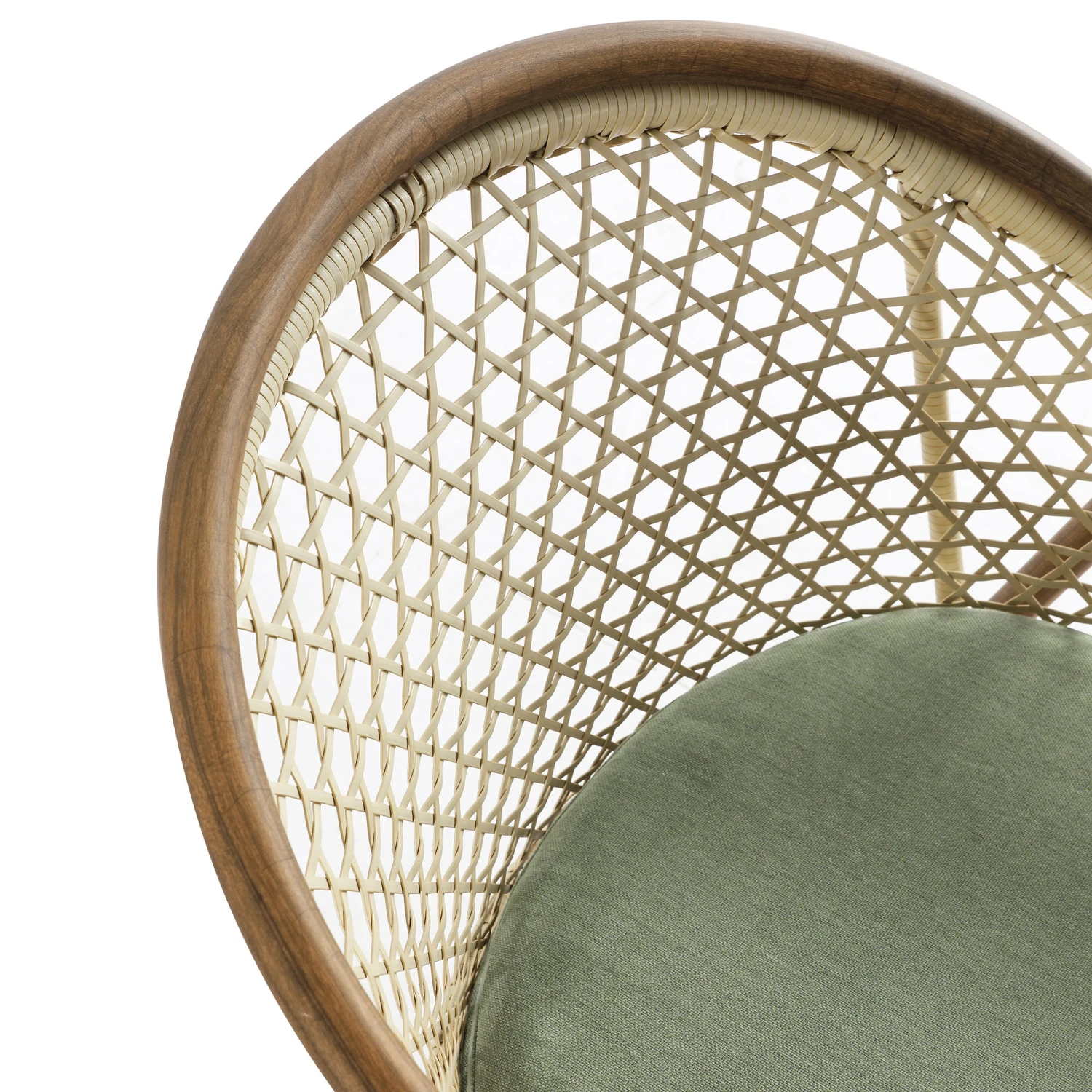 Pienza 4-Seater Outdoor Rattan Round Dining Set - Sage Green Fabric & Light Walnut Wood-Effect Frame 13 Pienza 4-Seater Outdoor Rattan Round Dining Set - Sage Green Fabric & Light Walnut Wood-Effect Frame - Image 13