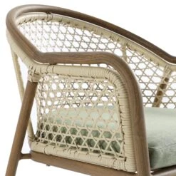 Pienza 4-Seater Outdoor Rattan Round Dining Set - Sage Green Fabric & Light Walnut Wood-Effect Frame 29 Pienza 4-Seater Outdoor Rattan Round Dining Set - Sage Green Fabric & Light Walnut Wood-Effect Frame -Daals Store OD DINE 2202 WALN GREEN SET detail4