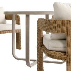 Stanford Round Wicker Outdoor 4-Seater Round Dining Set, Natural -Daals Store OD DINE 2221 NAT BEIGE SET detail1