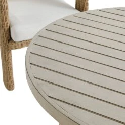 Stanford Round Wicker Outdoor 4-Seater Round Dining Set, Natural -Daals Store OD DINE 2221 NAT BEIGE SET detail2