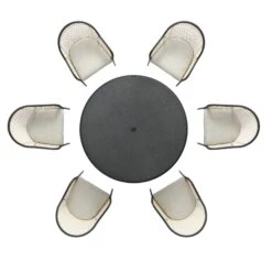 Pienza Outdoor Rattan 6-Seater Round Dining Set, Oatmeal Fabric With Black Frame 24 Pienza Outdoor Rattan 6-Seater Round Dining Set, Oatmeal Fabric With Black Frame -Daals Store OD DINE 2227 BLACK OAT SET WB3