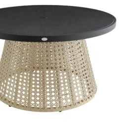 Pienza Outdoor Rattan 6-Seater Round Dining Set, Oatmeal Fabric With Black Frame 27 Pienza Outdoor Rattan 6-Seater Round Dining Set, Oatmeal Fabric With Black Frame -Daals Store OD DINE 2227 BLACK OAT SET detail3