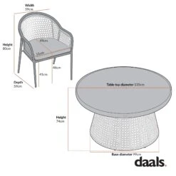 Pienza Outdoor Rattan 6-Seater Round Dining Set, Sage Green Fabric With Light Walnut Frame 23 Pienza Outdoor Rattan 6-Seater Round Dining Set, Sage Green Fabric With Light Walnut Frame -Daals Store OD DINE 2227 SET CHART 1
