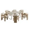 Stanford Round Wicker Outdoor 6-Seater Rectangular Dining Set, Natural -Daals Store OD DINE 2281 NAT BEIGE SET WB1