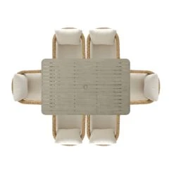 Stanford Natural Round Wicker 6-Seater Rectangular Dining Set β Weathered Wood Finish Table & Beige Cushions 17 Stanford Natural Round Wicker 6-Seater Rectangular Dining Set β Weathered Wood Finish Table & Beige Cushions -Daals Store OD DINE 2281 NAT BEIGE SET WB5