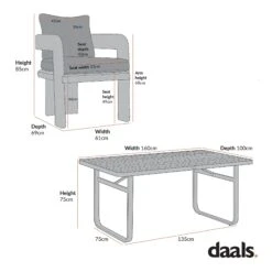 Stanford Natural Round Wicker 6-Seater Rectangular Dining Set β Weathered Wood Finish Table & Beige Cushions 14 Stanford Natural Round Wicker 6-Seater Rectangular Dining Set β Weathered Wood Finish Table & Beige Cushions -Daals Store OD DINE 2281 SET CHART