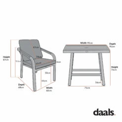 Manresa Rope 4-Seater Square Dining Set, Taupe And Beige 30 Manresa Rope 4-Seater Square Dining Set, Taupe And Beige -Daals Store OD DINE 246 SET CHART