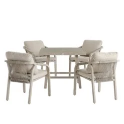Manresa Rope 4-Seater Square Dining Set, Taupe And Beige 28 Manresa Rope 4-Seater Square Dining Set, Taupe And Beige -Daals Store OD DINE 246 TAUPE SET WB1