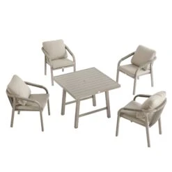 Manresa Rope 4-Seater Square Dining Set, Taupe And Beige 31 Manresa Rope 4-Seater Square Dining Set, Taupe And Beige -Daals Store OD DINE 246 TAUPE SET WB3